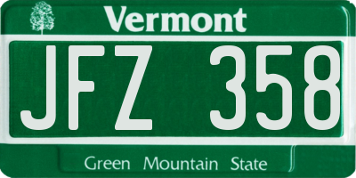 VT license plate JFZ358