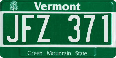 VT license plate JFZ371