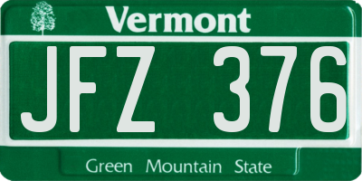VT license plate JFZ376