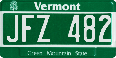 VT license plate JFZ482