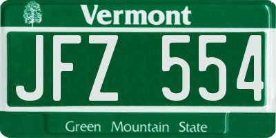 VT license plate JFZ554