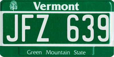 VT license plate JFZ639