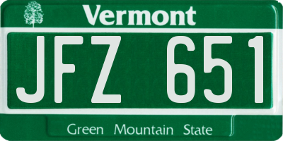 VT license plate JFZ651