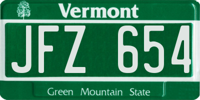 VT license plate JFZ654