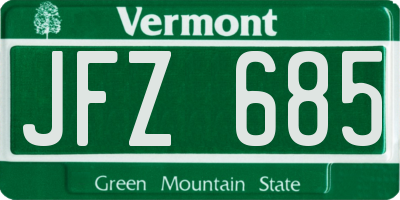 VT license plate JFZ685