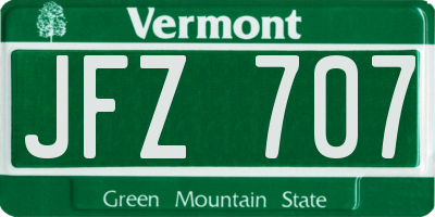 VT license plate JFZ707