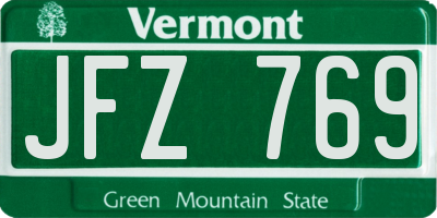 VT license plate JFZ769