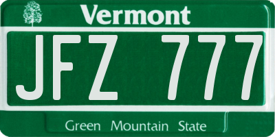 VT license plate JFZ777