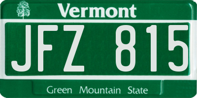VT license plate JFZ815