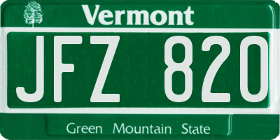 VT license plate JFZ820