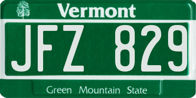 VT license plate JFZ829