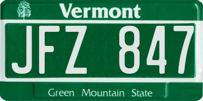 VT license plate JFZ847