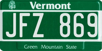 VT license plate JFZ869