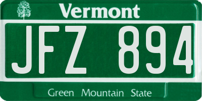 VT license plate JFZ894