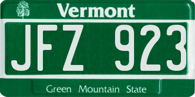 VT license plate JFZ923