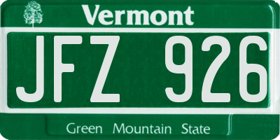 VT license plate JFZ926