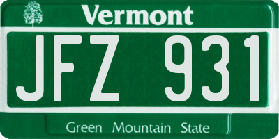 VT license plate JFZ931