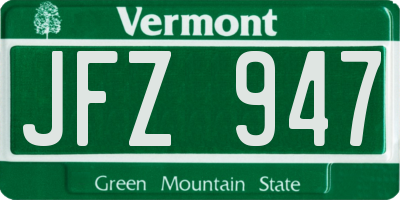 VT license plate JFZ947