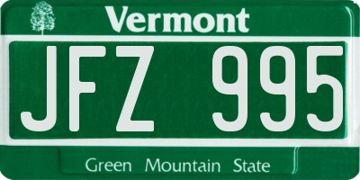 VT license plate JFZ995