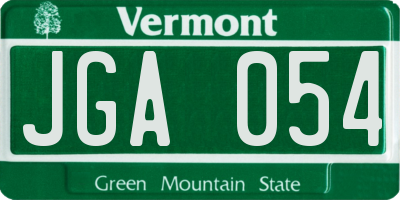 VT license plate JGA054