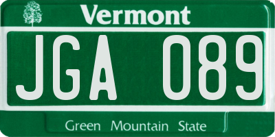 VT license plate JGA089