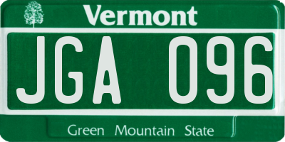 VT license plate JGA096
