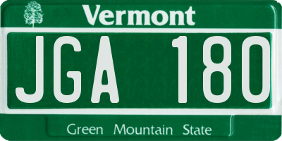 VT license plate JGA180