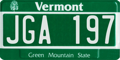 VT license plate JGA197
