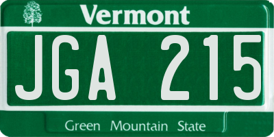 VT license plate JGA215