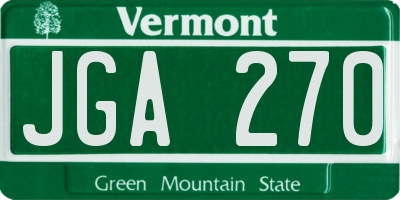 VT license plate JGA270