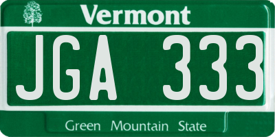 VT license plate JGA333