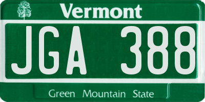 VT license plate JGA388