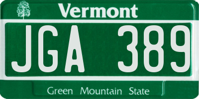 VT license plate JGA389