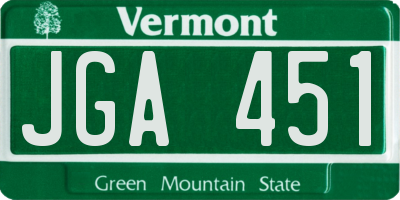 VT license plate JGA451