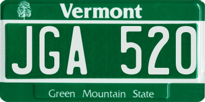 VT license plate JGA520