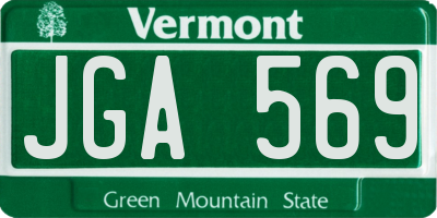 VT license plate JGA569