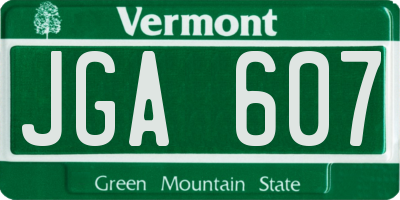 VT license plate JGA607