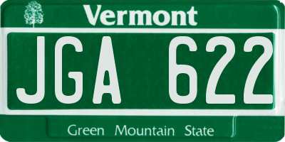 VT license plate JGA622