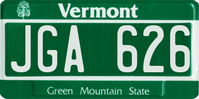 VT license plate JGA626