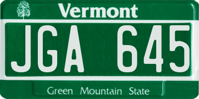 VT license plate JGA645