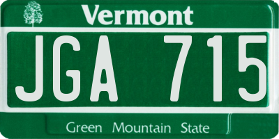 VT license plate JGA715