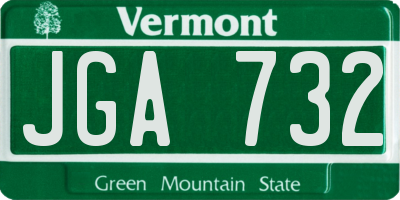 VT license plate JGA732
