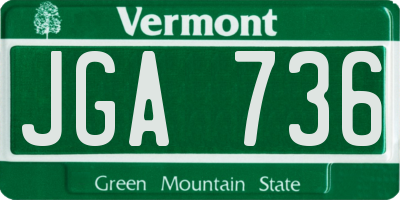 VT license plate JGA736