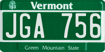 VT license plate JGA756