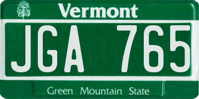 VT license plate JGA765