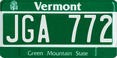 VT license plate JGA772