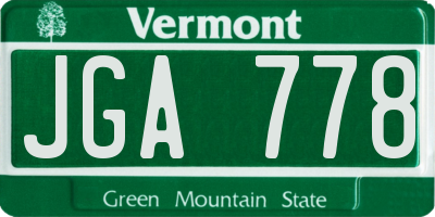 VT license plate JGA778