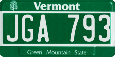 VT license plate JGA793