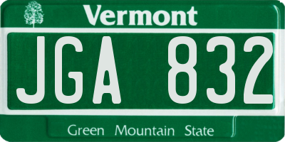 VT license plate JGA832
