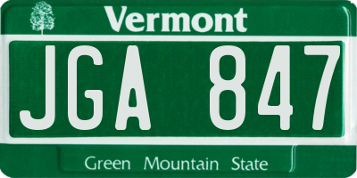 VT license plate JGA847